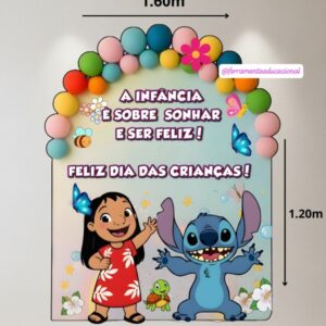 Painel realista Dia das crianças Lillo e Stitch