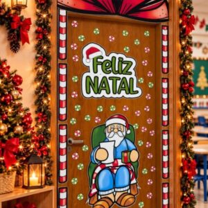 Painel de porta laço “Feliz Natal”