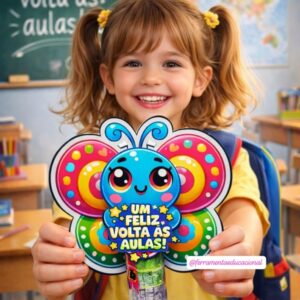 Cartão borboleta volta às aulas 
