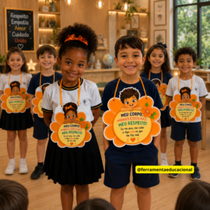 KIT PLAQUINHAS MENINO E MENINA MAIO LARANJA