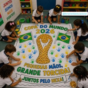 PAINEL COLETIVO COPA DO MUNDO 2026 – PEQUENAS MÃOS, GRANDE TORCIDA!