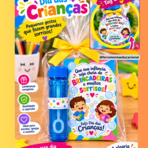 Lembrancinha Tag Bolhinhas de Sabão Dia das Crianças