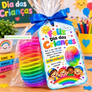 Lembrancinha Tag Mola Maluca especial Dia das Crianças