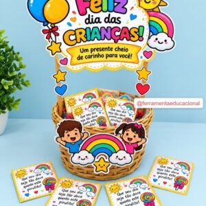 Decoração de Cestinha + Cartão Dia das Crianças