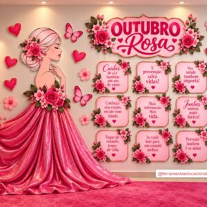 Painel Outubro rosa Silhueta realista