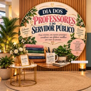 Painel redondo Dia do Servidor Público e Dia dos professores