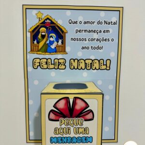Cartaz Mensagens de Natal com caixa e cartões