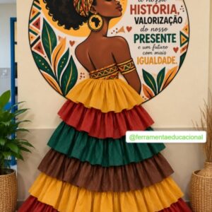 Painel redondo Silhueta Consciência Negra