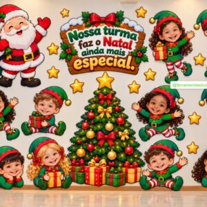 Painel editável Nossa turma faz o Natal mais especial (Duendes)